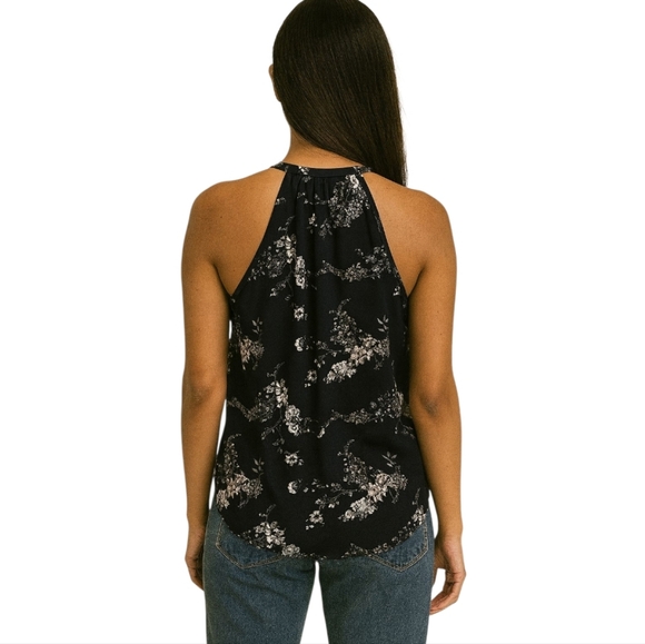 PaperMoon Navy Floral Sleeveless Top Size Medium – Polyester Spandex Blend - Picture 2 of 9